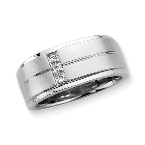 3 Diamond Princess Cut Men's Ring 1/4 ct. in 14K White Gold