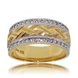 Genuine Diamond Band Ring Crafted in 14K Brushed Two Tone Gold