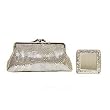 Whiting and Davis Double Frame Clutch With Square Mirror