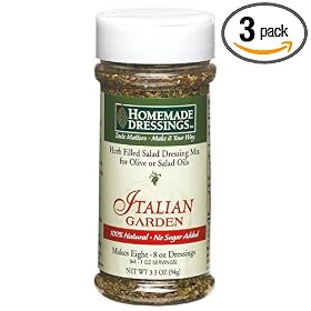 Homemade Dressings, Herb Filled Salad Dressing Mix for Olive or Salad Oils, Italian Garden, 3.3-Ounce Containers (Pack of 3)
