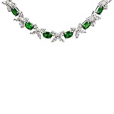 Jaffa's Fancy Flower Tennis Fashion Necklace - Faux Emerald - 17 inches