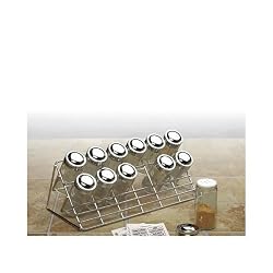 Chrome Steel Countertop 12 Glass Spice Rack