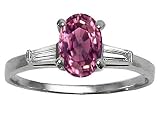 1.03 cts Genuine Pink Tourmaline and Diamond Engagement Ring - 14kt White or Yellow Gold