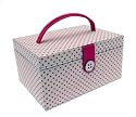 Button It Medium White & Pink Polka Dot Sewing Box