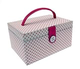 from Button It Button It Medium White & Pink Polka Dot Sewing Box