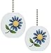 Set of 2 Blue Flower Floral Country Solid Ceramic Fan Pulls