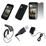 Black Rubberized Snap-On Cover Case + Screen Protector + Car Charger (CLA) + Home Wall Charger + USB Data Cable for Samsung Galaxy S Mesmerize i500