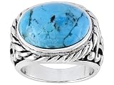 S/S OV CAB STBL TURQROPE DESIGN RING STABILIZED TURQUIOSE/NOT SIZEABLE