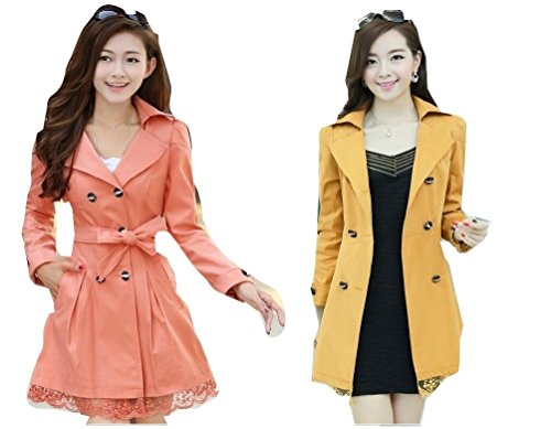 ナナコレクション Nana_Collection 2014 秋 冬 韓国 女性 可愛い レディース 長袖 ウインドブレーカーコート ジャケット 細身 ロング カーキ ダークグリーン アプリコット イエロー ブラック M L XL XXL