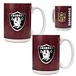 Oakland Raiders 2pc 15oz Gameball Ceramic Mug Set - Primary logo NFL Football