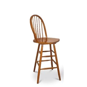 29H Spindle Back Oak Finish Bar Stool w  Swivel Seat 