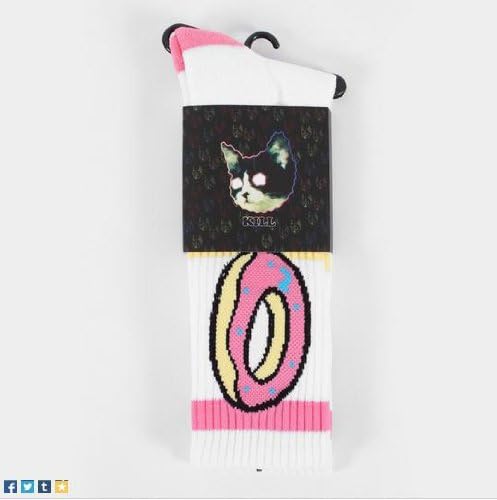 white Odd Future OFWGKTA Trippy DONUT Crew Socks--Ship from USA