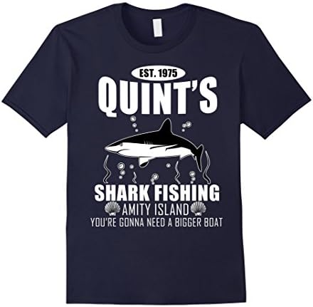 Men's Quint's Shark Fishing Amity Island T shirt 2XL Navy