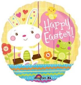 "Happy Easter" Bunny Frog Chick Cute 18" Balloon Mylar