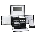 Black Leather Jewelry Box w/ Travel Case