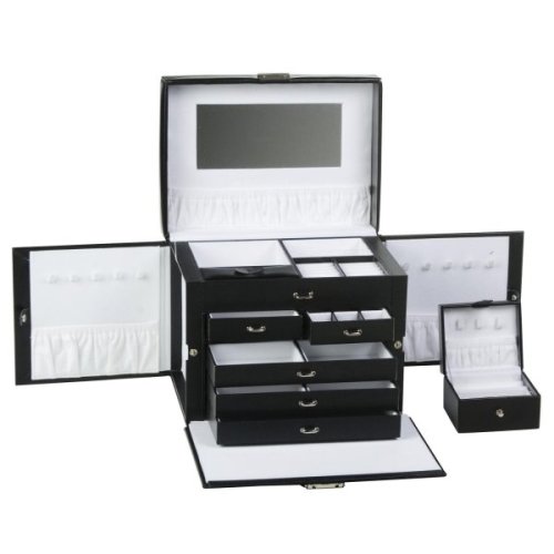 Black Leather Jewelry Box w/ Travel Case