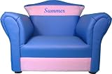 Personalized Supreme Leatherette Children's Chair Blue and Pink