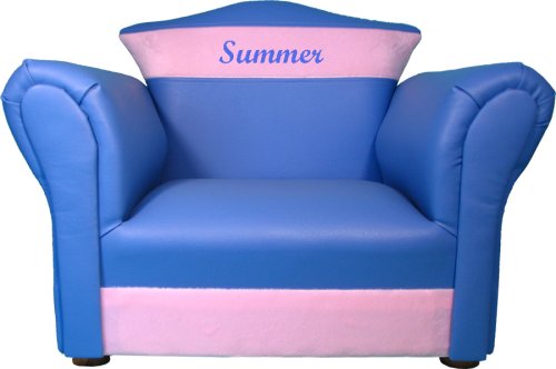 Kitchen: Personalized Supreme Leatherette Children's Chair Blue and Pink