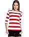 Camii Mia 3/4 Sleeve Shirts for Women, Striped Tee Shirts Cotton Stretchy Lightweight Slim Fit (Small, Red)