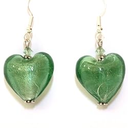 Heart Shape Murano Glass Earrings - Sophie Green
