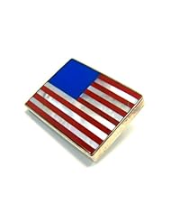 Intarsia American Flag Sterling Pin / Brooch
