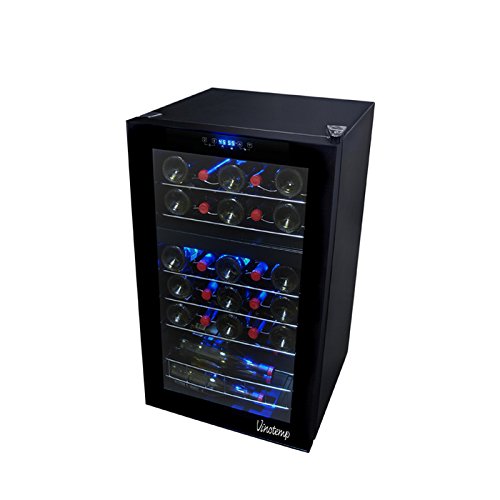 Vinotemp 29-Bottle Dual Zone Touch Screen Wine Cooler, Black