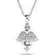 10k White or Yellow Gold Diamond Guardian Angel Pendant (1/8 cttw, I-J Color, I2-I3 Clarity)