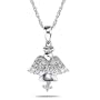10k White Gold Diamond Guardian Angel Pendant (1/8 cttw, I-J Color, I2-I3 Clarity), 18"