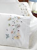 Bucilla Stamped Embroidery Pillowcase Pair 20"X30"-Butterflies In Flight