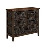 Reformation Chest of Drawers Cabinet 5 Brown Rattan Baskets