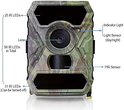 Trail Camera 0.4S trigger Time 2.0 Inch LCD 12 MP 1080P HD 110 degree Wide Angle IP54 Waterproof 56pcs IR LEDs for Night Vision Hunting Monitor Protect Surveillance Camera