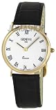 Geneve White Dial 14kt Gold Black Leather Strap Ladies Watch OG-714