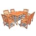 VIFAH V98SET29 Outdoor Seven-Piece Wood Dining Set with English Garden Dining Table and 6 Armchairs