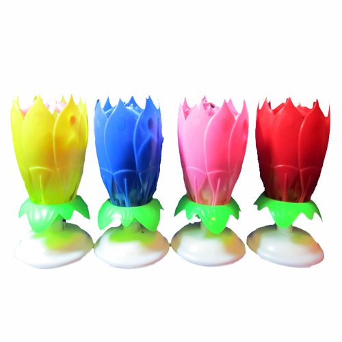 Mallofusa 4xthe Amazing Happy Birthday Candle (Yellow, Pink, Red and Blue)