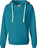 J. America Ladies' Sydney Brushed V-Neck Hoodeed Sweatshirt. 8836