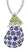 Platinum Overlay Sterling Silver Pave Eggplant Shaped Cubic Zirconia Pendant, 18"