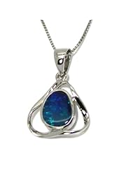 Pearlz Ocean Sterling Silver Blue Boulder Opal Pendant Necklace