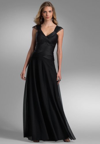 Chadwicks Lattice Bodice Dress BLACK,12