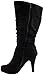 Top Moda Women's Page-30 Suede Almond Toe High Heel Boots with Buckle Straps