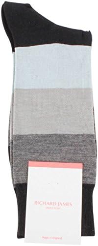 Black/Grey Casma Block Stiped Socks by Richard James