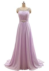 A-line Beaded Lace Illusion Floor Length Chiffon Square Neck Natural   Waistline Prom Dress 