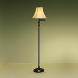 Bronze Finish Champagne Fabric Swing Arm Floor Lamp