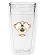 Bumble Bee Motif 12 oz Slimline Insulated Beverage Tumbler, Clear