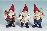 Set of Three Outdoor Garden Gnomes Holding Animals