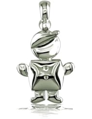 Mothers Day Jewelry Gift - Large Belly Boy Mommys Kids Charm in Sterling Silver