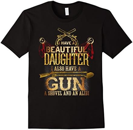 Men's PREMIUM Yes I Do Have A Daughter. A Gun, Shovel Alibi tShirt Large Black