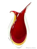 Ruby Red Sommerso Art Glass Fused Hand Blown Vase