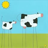 Green Frog Art 6X6 Canvas Gallery Wrapped Art, Stick-Leg Cow