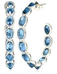 Emily and Ashley Blue Topaz Hoop Earrings