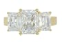 Yellow Gold Plated Sterling Silver Cubic Zirconia Emerald-Cut Three-Stone Ring, Size 9